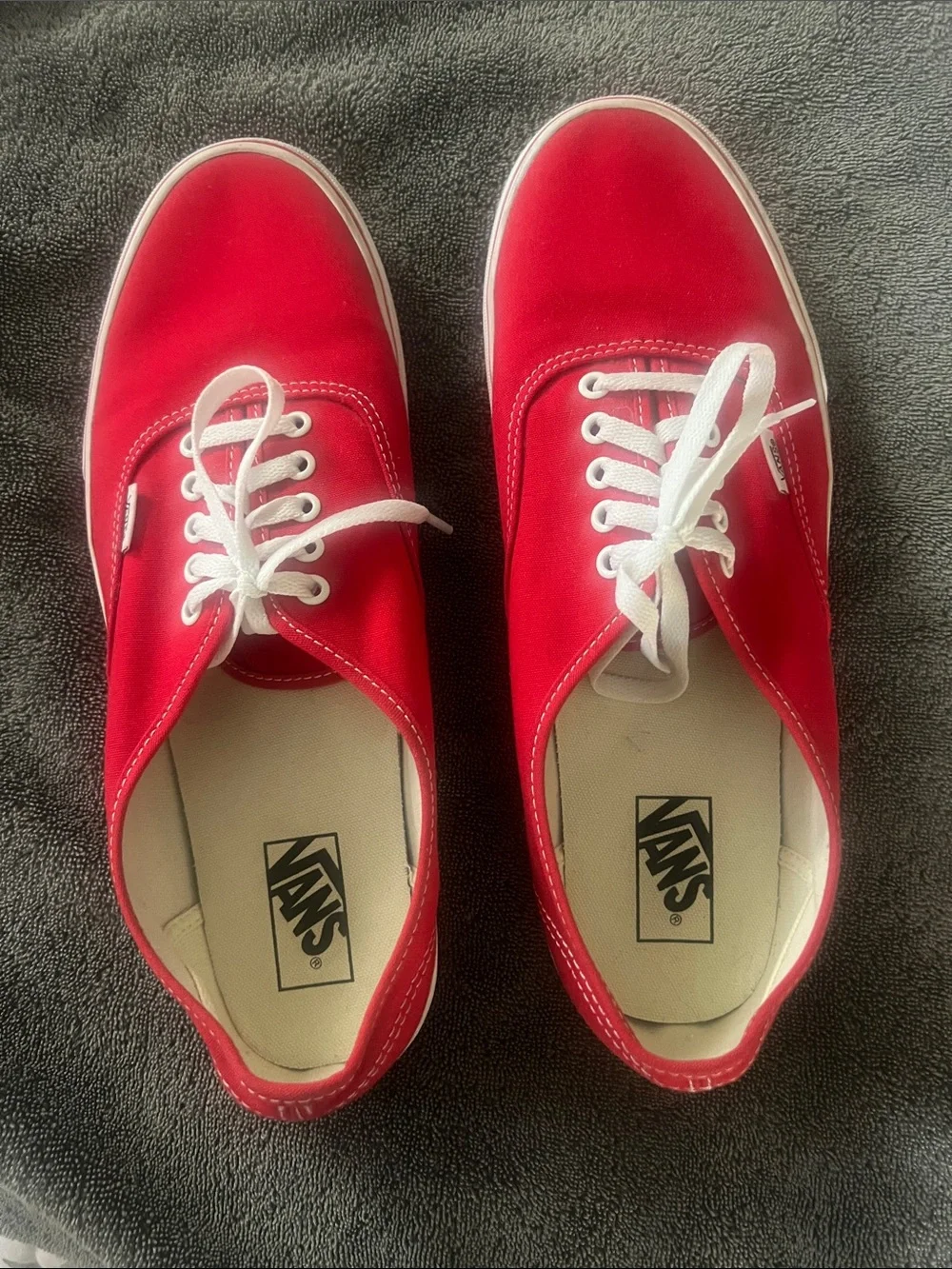 Vans Red Canvas Low-Top Sneakers with White Details